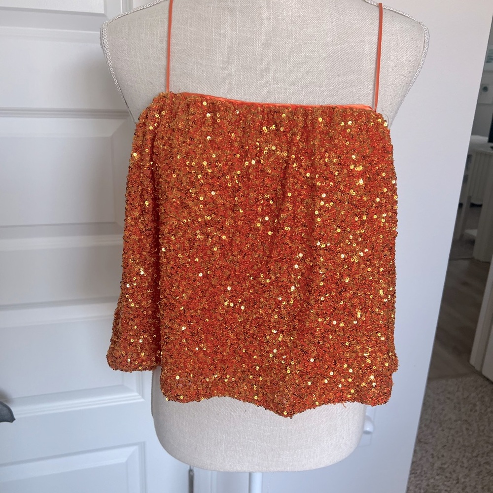 Sequin Orange crop tank by TCEC